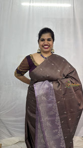 Vriksham Brown With Silver Work Pure Soft Silk Saree-VS4849